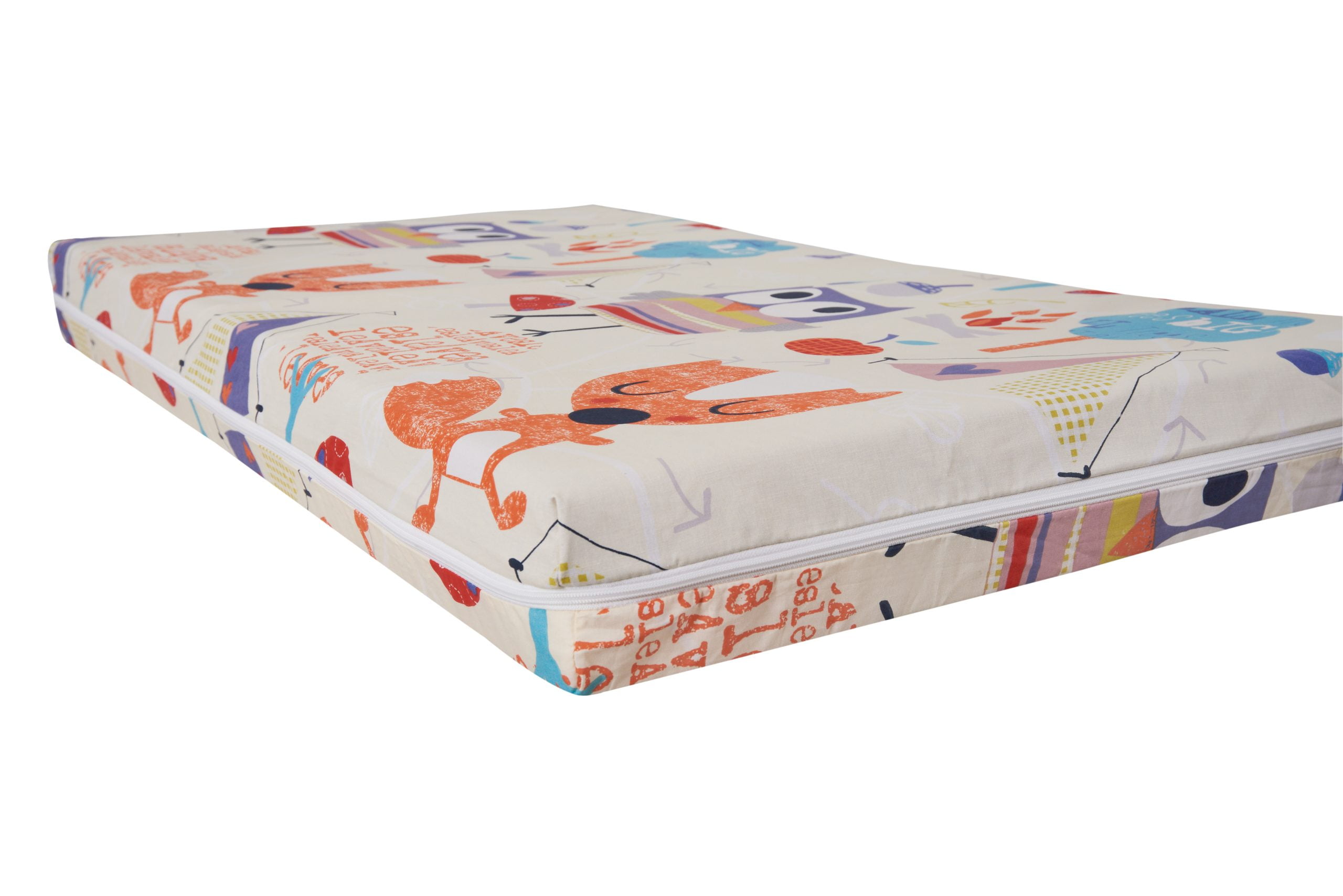 Saltea cu spumă poliuretanică Somnart Ortopedică 60x120, înălțime 10 cm, pentru bebeluși și copii, husă impermeabilă, fermitate medie, model bufniță - imagine 2