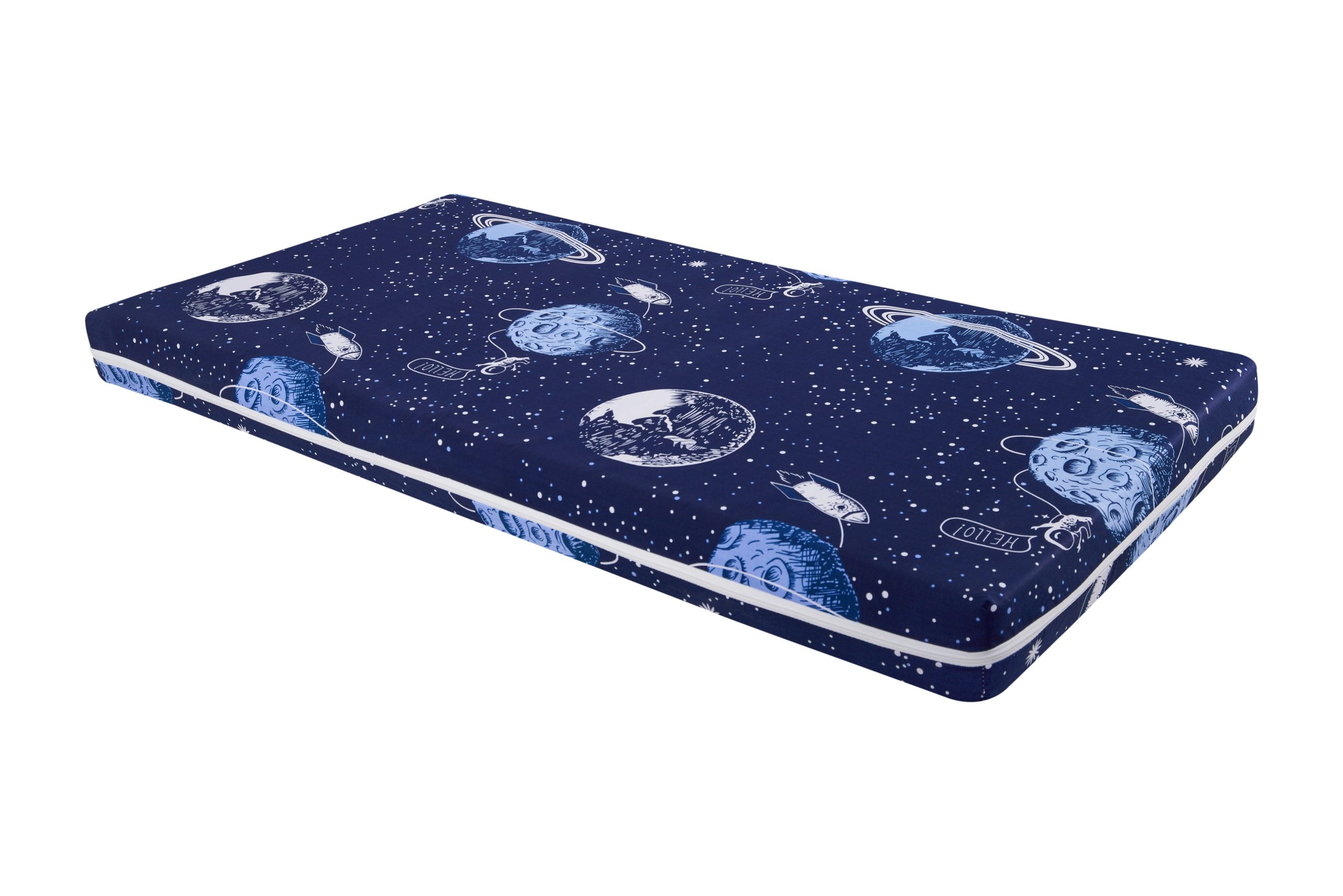 Saltea cu memorie Somnart Memory 70x140, înălțime 10 cm, pentru bebeluși și copii, husă impermeabilă, fermitate medie, model cosmos