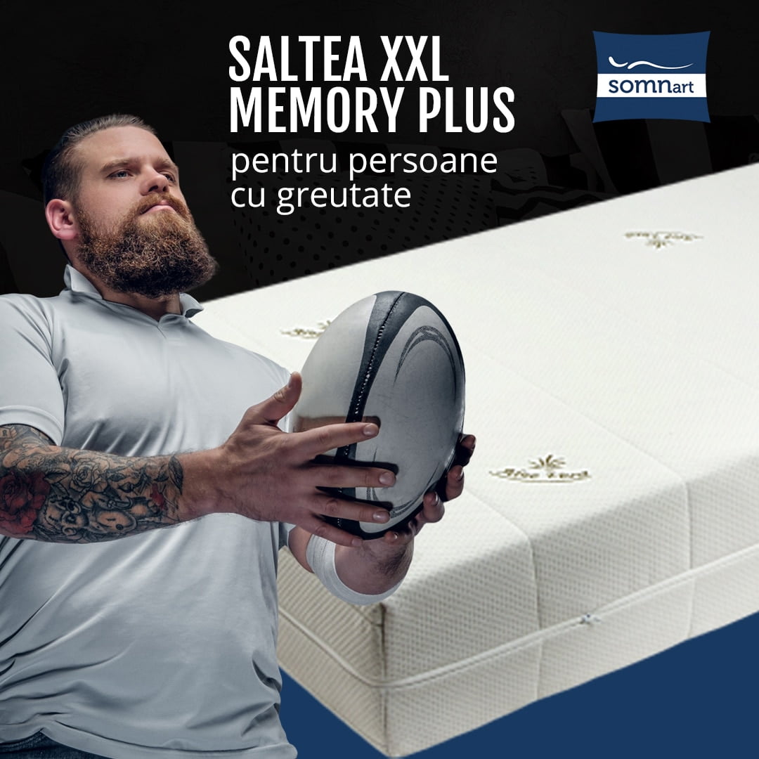 Saltea cu memorie Somnart XXL Memory Plus 140x200, înălțime 25 cm, pentru persoane supraponderale, husă Aloe Vera detașabilă, rulată, fermitate mare - imagine 12