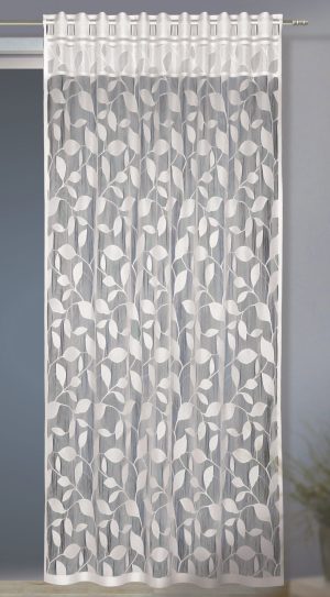 Perdea living, Freddy, pentru prindere pe teava, L140cm x H245, alb