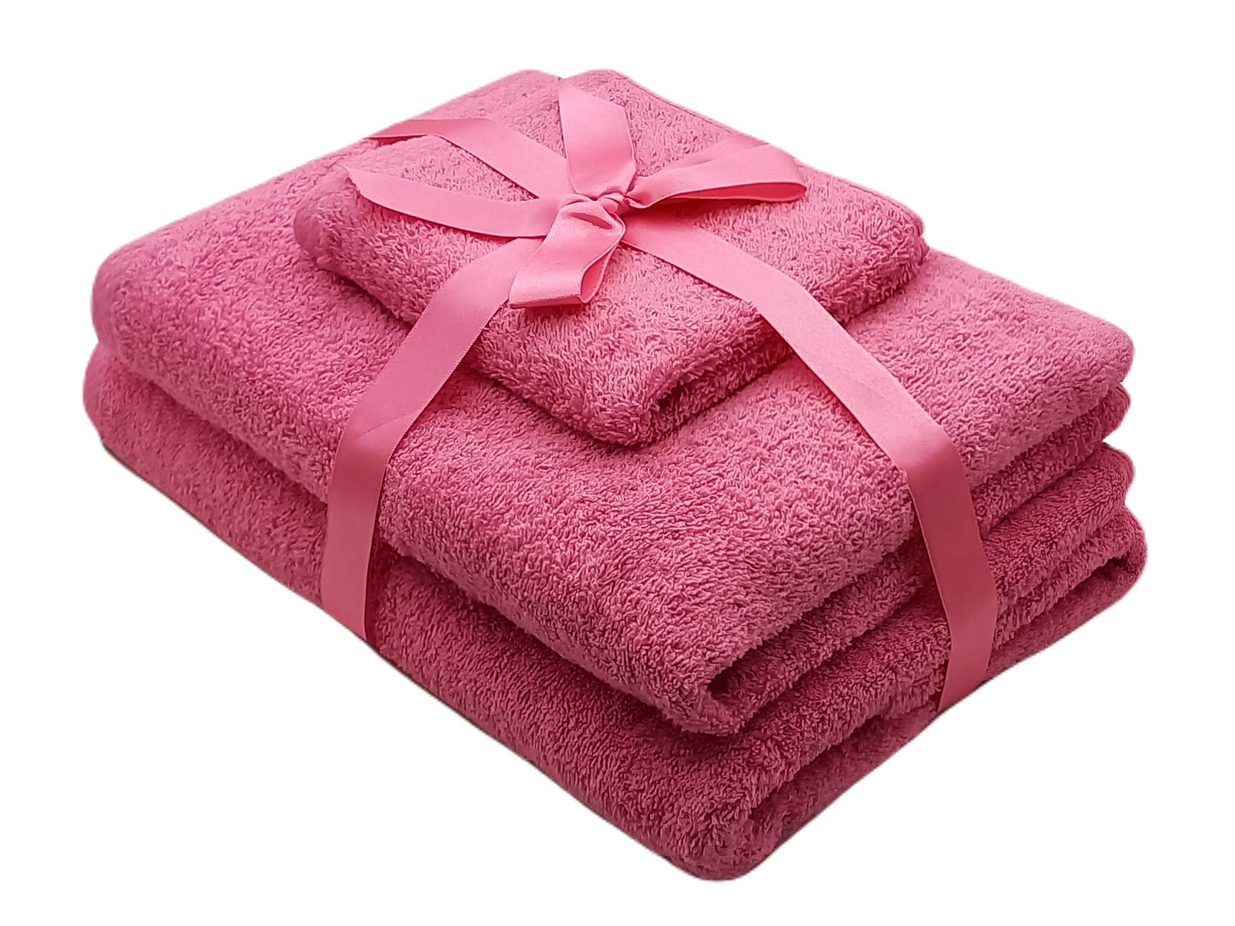 Set prosoape 3 piese 500 gsm (fata, maini, corp) Roz, SomnART