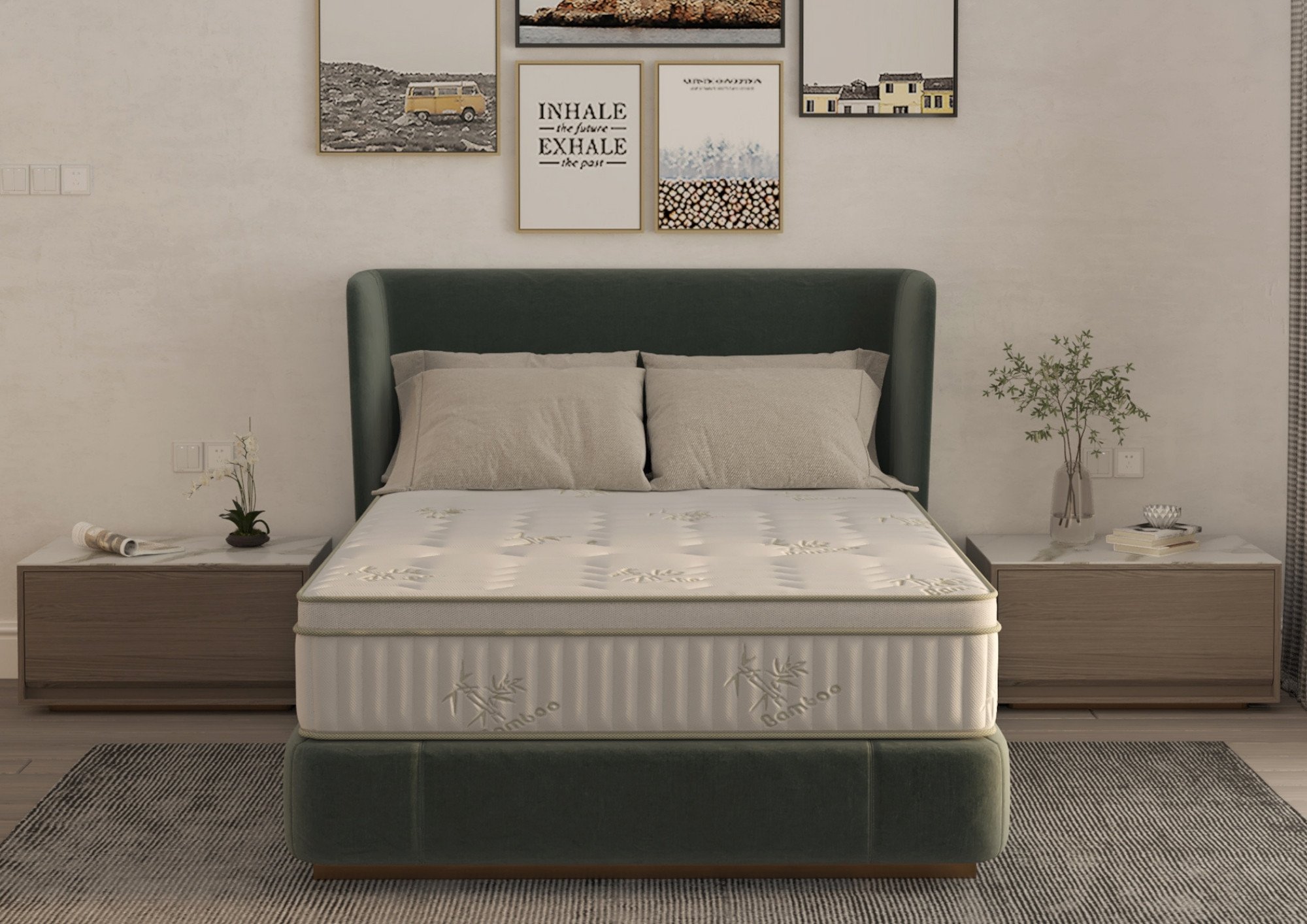 Saltea cu memorie si arcuri Bambus Super Confort Pocket Multilayer 160x200, inaltime 25 cm, husa matlasata, sistem 3D, manere, fermitate medie - imagine 4