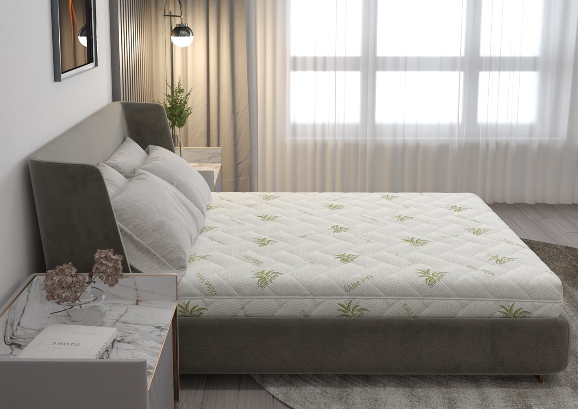 Saltea cu spuma poliuretanica Somnart FermiMax Aloe Vera 160x200, inaltime 15 cm, husa lavabila si detasabila cu fermoar, fermitate ridicata - imagine 4