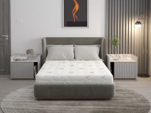 Saltea cu spumă poliuretanică Confort 4Family Aloe Vera 100x190 Somnart, înălțime 14 cm, husă lavabilă și detașabilă cu fermoar, fermitate medie