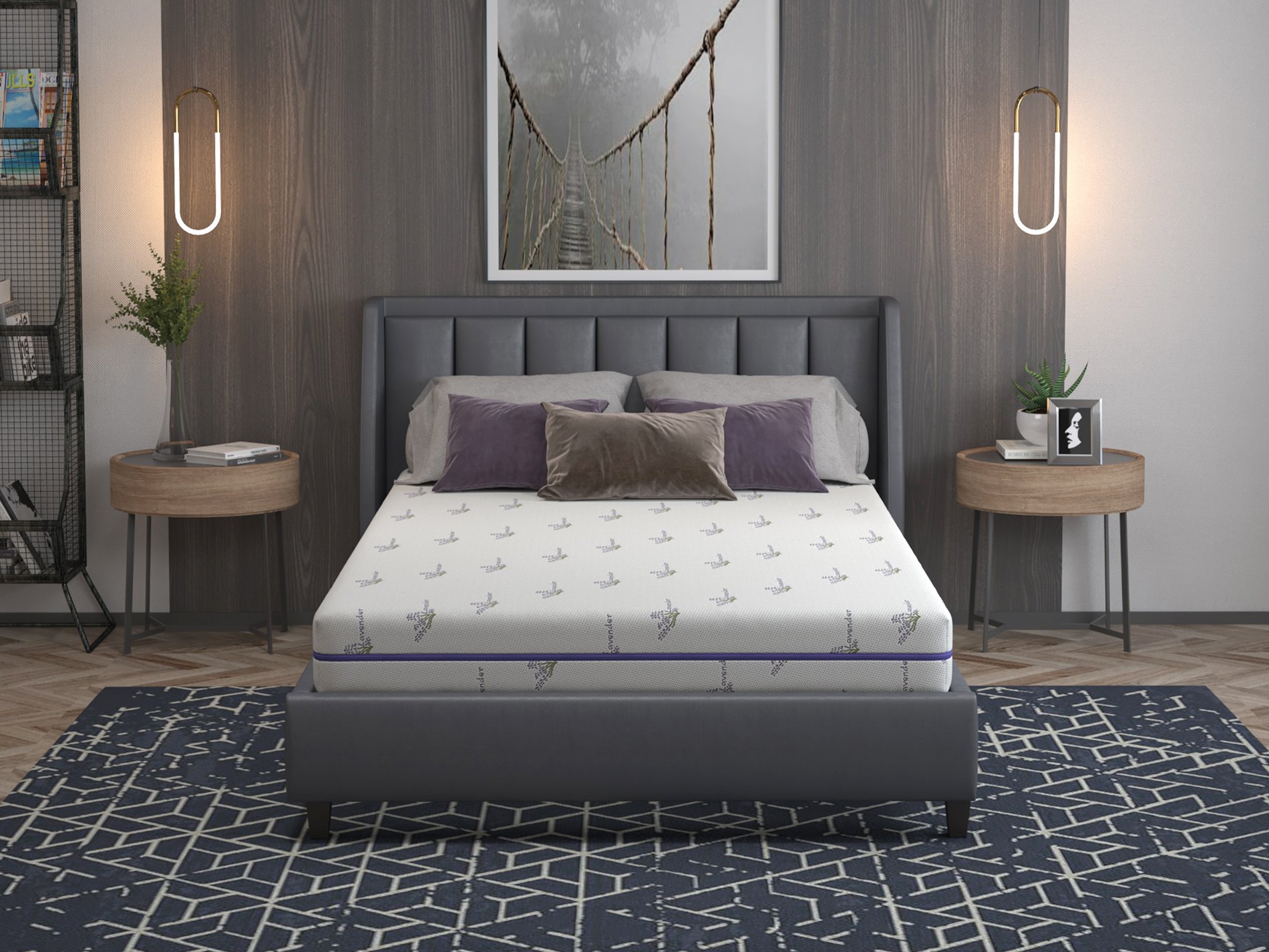 Saltea cu memorie Somnexpert Lavanda 140x200, înălțime 16 cm, ortopedică, husă tratată cu lavandă, lavabilă, cu fermoar, rulată, fermitate medie - imagine 10