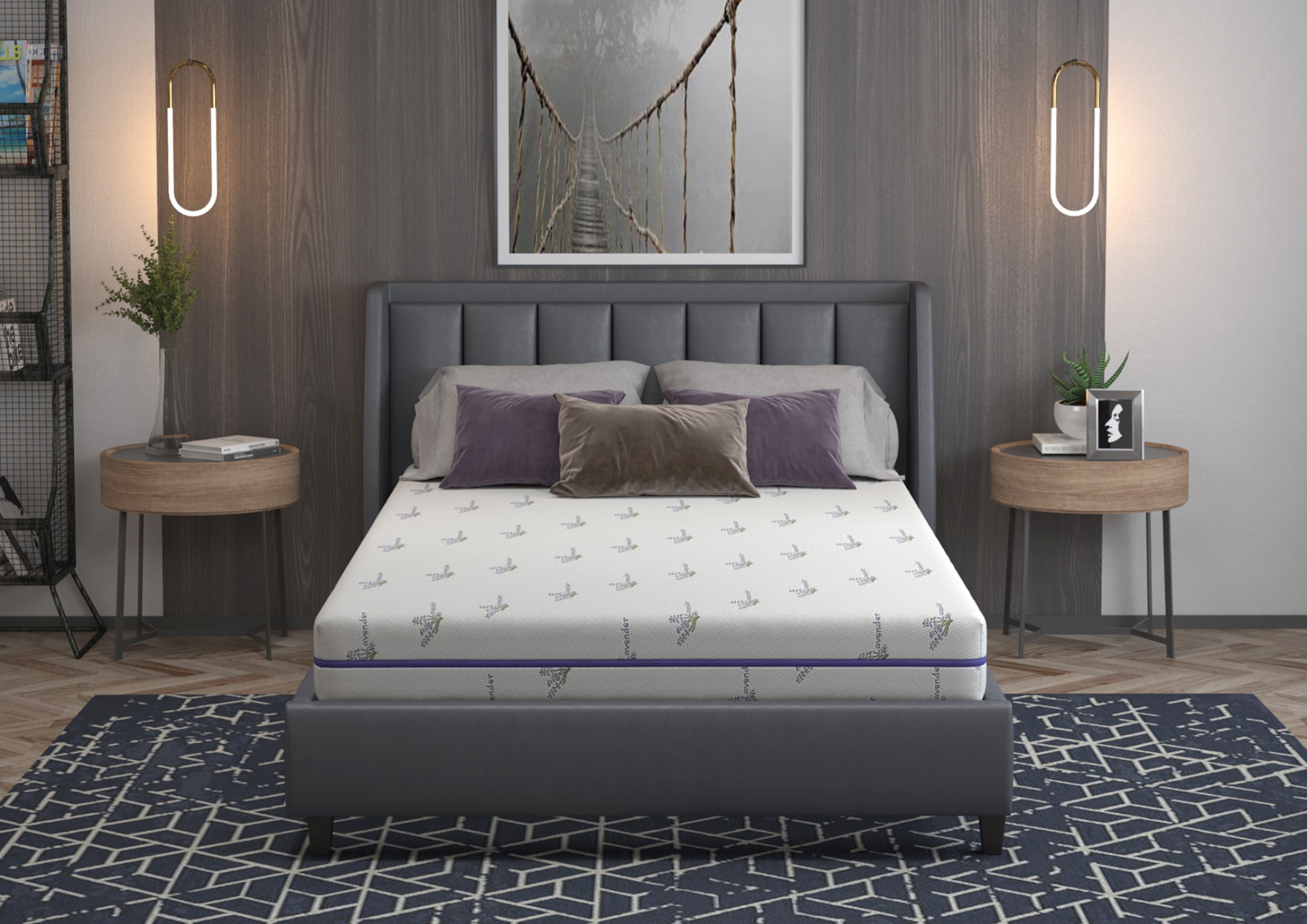 Saltea cu memorie Somnexpert Lavanda 140x200, înălțime 16 cm, ortopedică, husă tratată cu lavandă, lavabilă, cu fermoar, rulată, fermitate medie - imagine 3