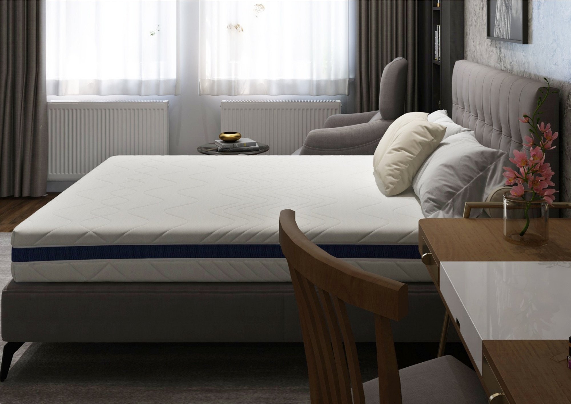 Saltea cu memorie Somnart Optimax Memory 160x200, inaltime 18cm, husa 3D detasabila si lavabila, rulata, cu manere, fermitate medie - imagine 3