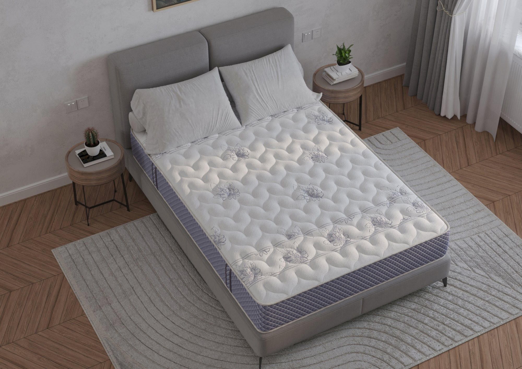 Saltea cu memorie si arcuri Passiflora Pocket Multilayer, 180x200, inaltime 28 cm, fermitate medie