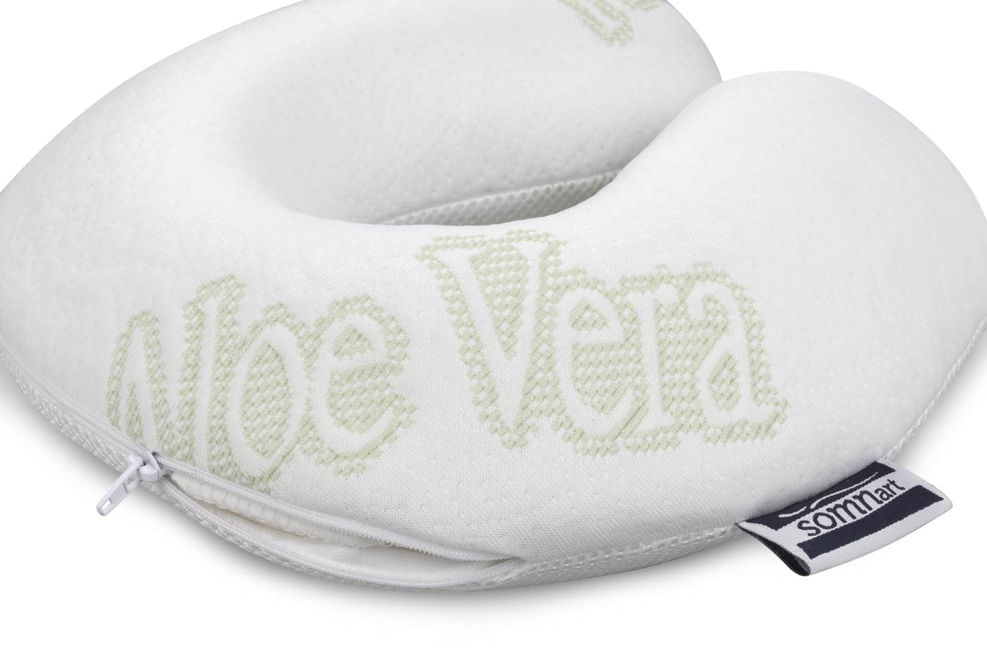 Perna calatorie Somnart Memory, cu spuma de memorie si husa detasabila si lavabila, Aloe Vera - imagine 2