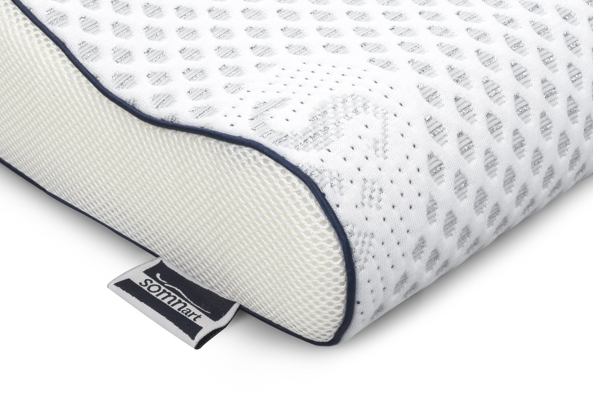 Perna anatomica cu memorie Somnart Silver Memory, laterala 3D, husa detasabila si lavabila, ioni de argint, 30x50 - imagine 2