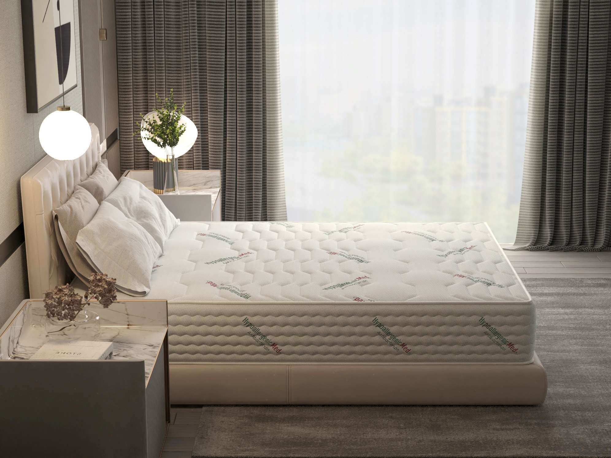 Saltea cu arcuri Pocket HypoallergenicMed® Safe Relax HoReCa 90x200, înălțime 25 cm, ortopedică, husă tratament antialergic, fermitate mediu-tare - imagine 9