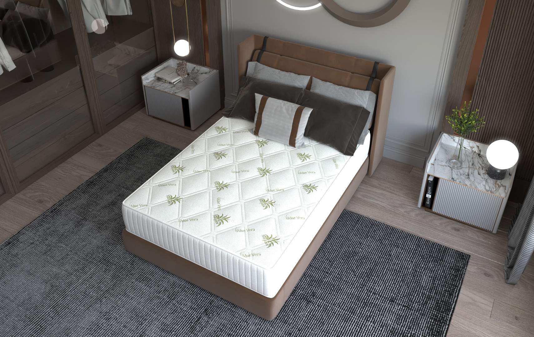 Saltea cu memorie Somnart Memory Ultimate 140x200, înălțime 24 cm, husă cu Aloe Vera, cu mânere, fermitate mare - imagine 14