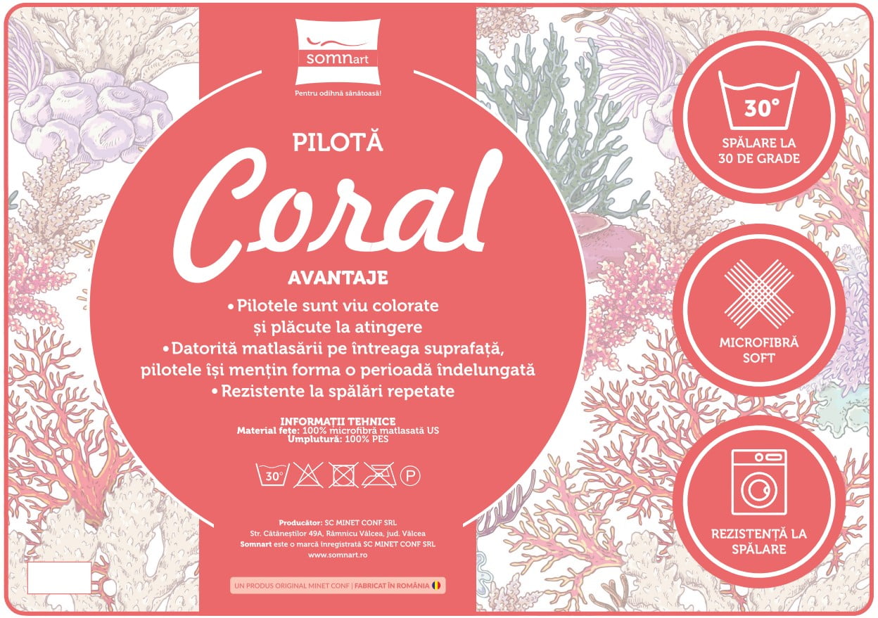 Pilota microfibra SomnART Coral Galbena, Fill 300 g/mp, 180x200 cm - imagine 3