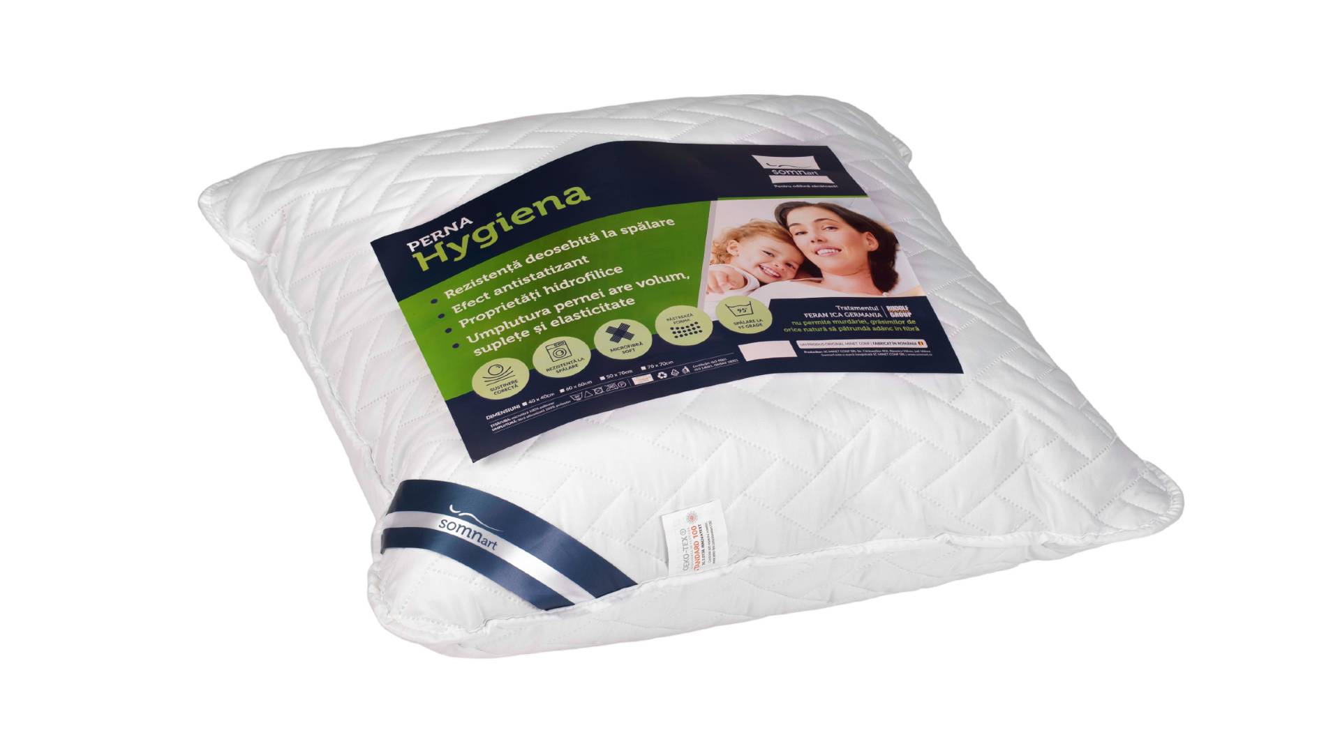 Perna Medicinala 60x60cm Somnart, Hygiena Antistatizanta Hidrofilica, hipoalergenica, bilute Superball, 100% fibra poliester - imagine 3