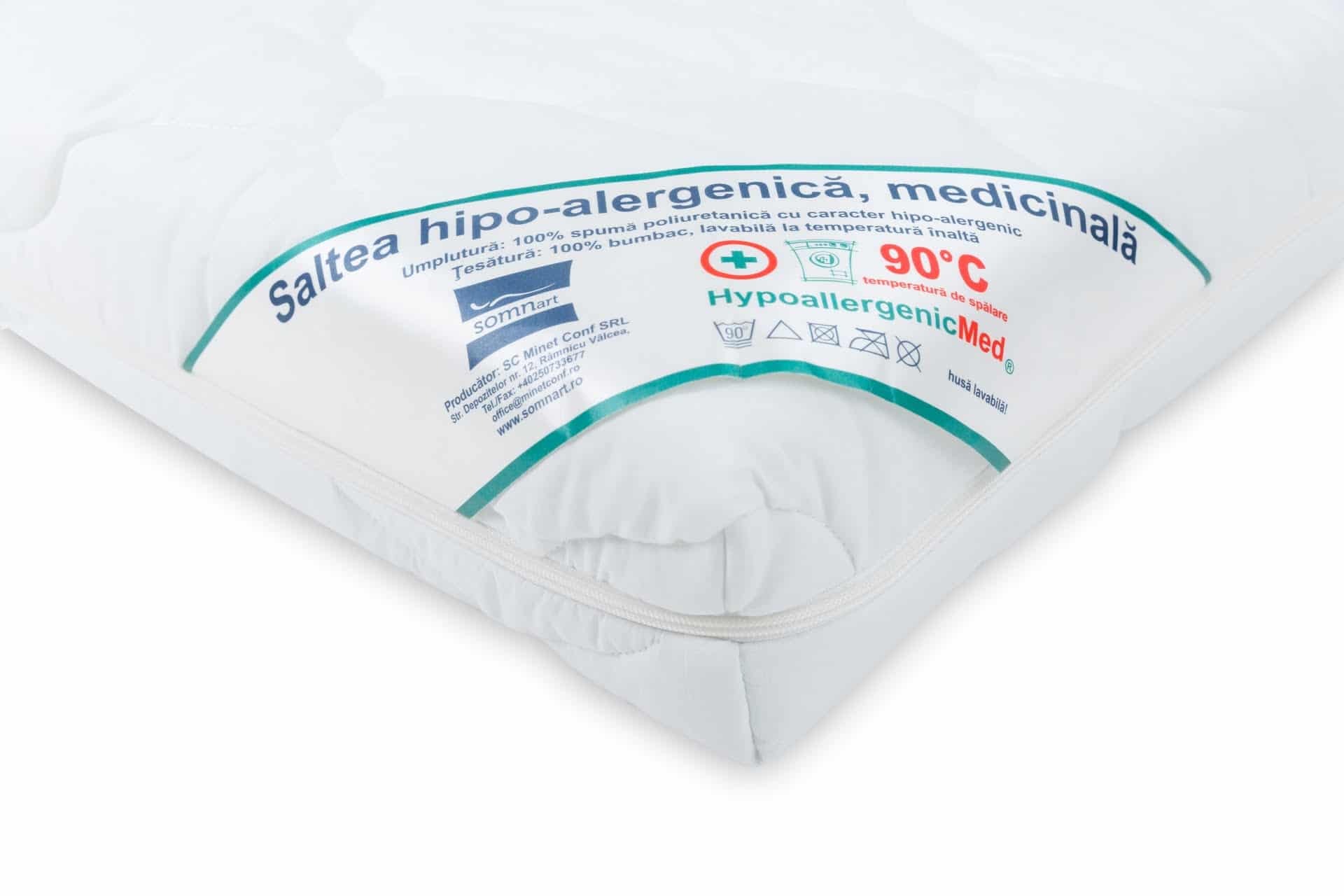 Saltea cu spumă poliuretanică Somnart HypoallergenicMed 70x140, înălțime 10 cm, ortopedică, pentru bebeluși și copii, husă detașabilă, fermitate medie - imagine 7