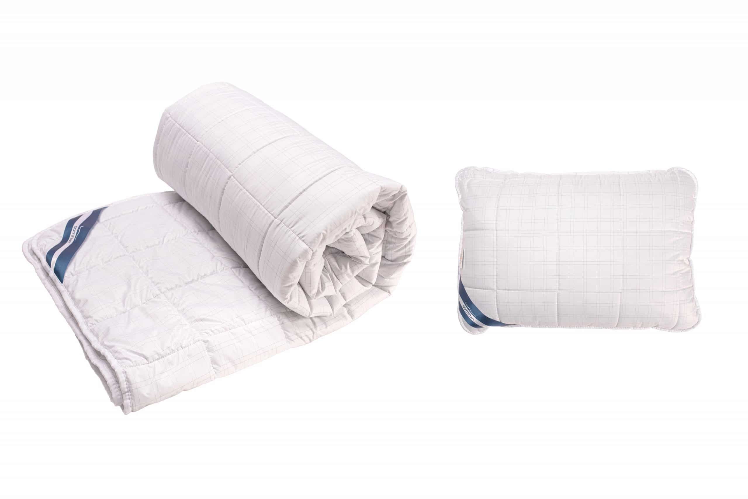 Set pilota 150x200 cm, 300 g si o perna 50x70 cm Somnart, microfibra matlasata, cu fibre de carbon