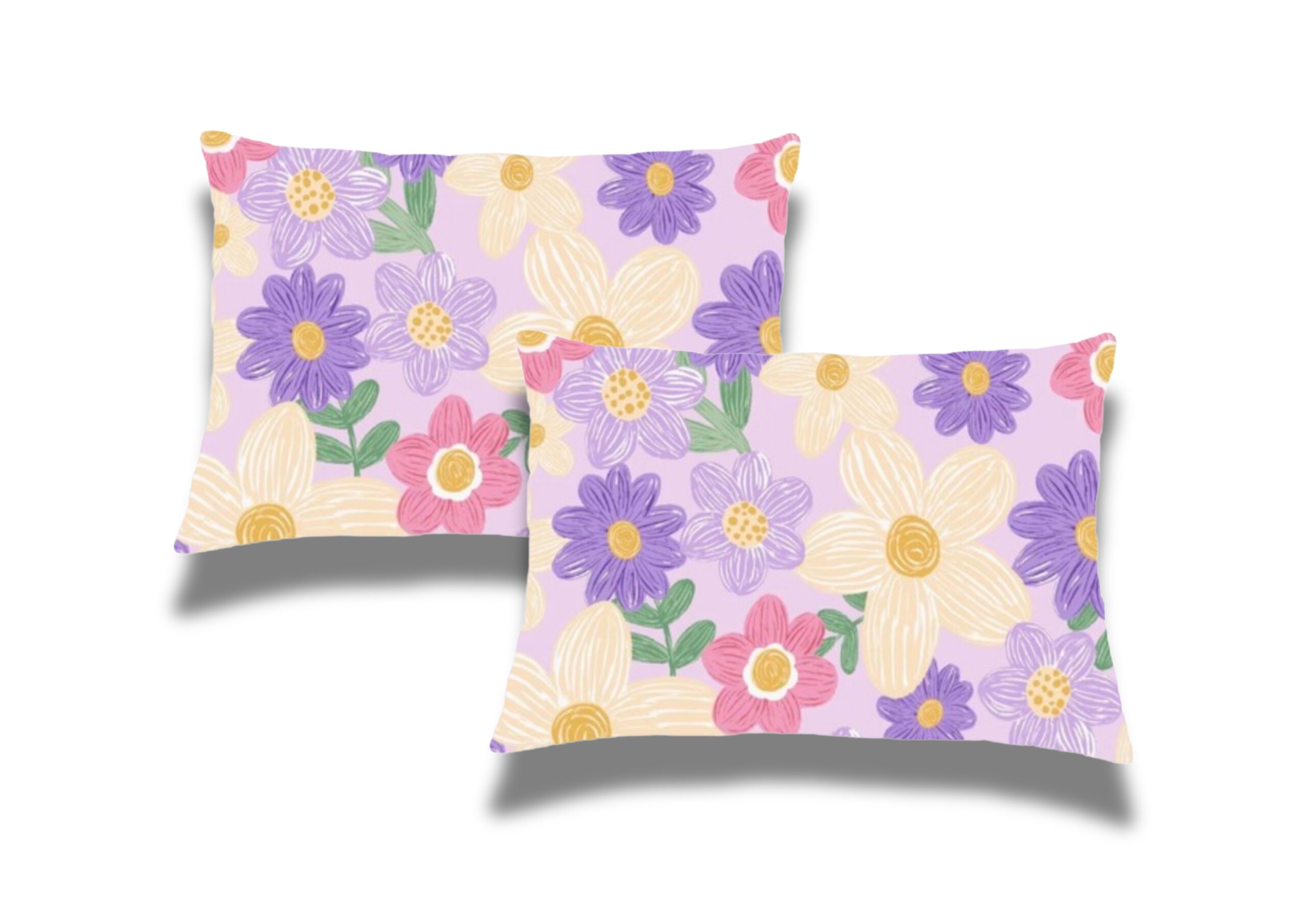 Set 2 Perne matlasate Belina, microfibra imprimata, 50x70 cm, Spring Bloom