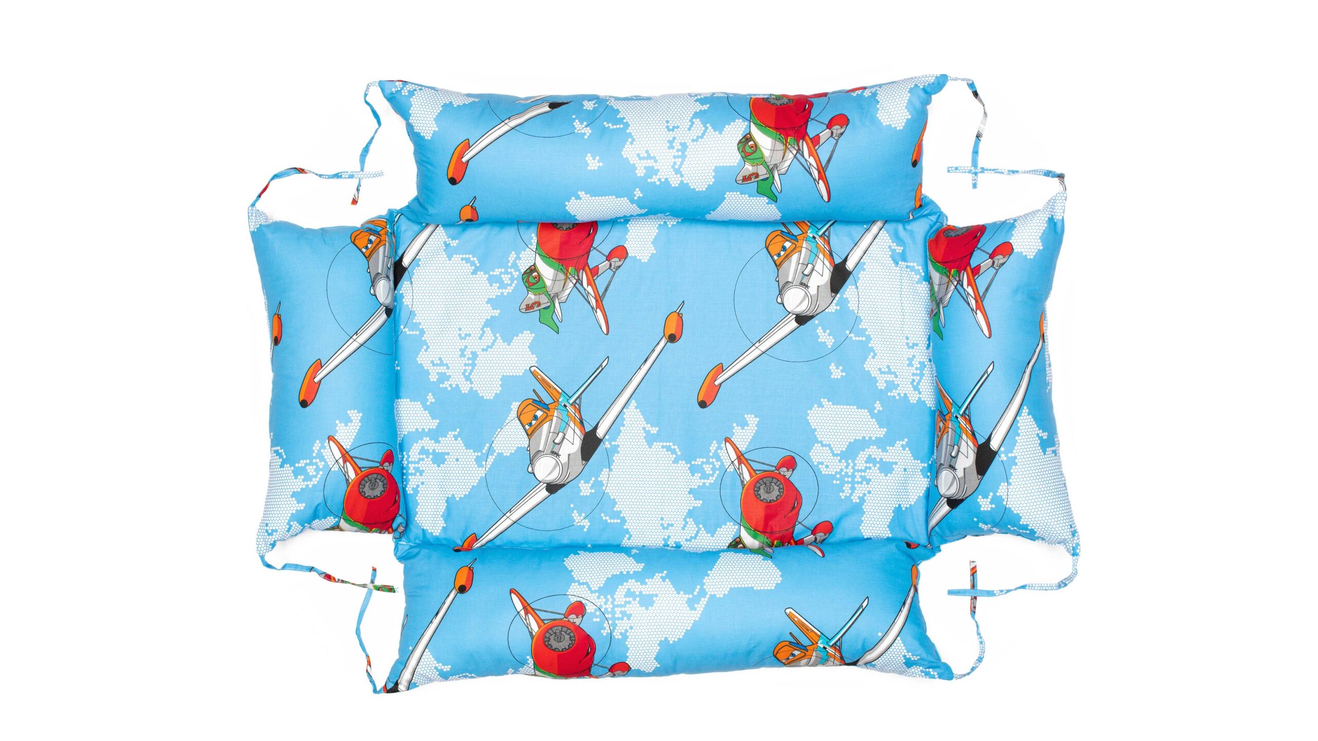 Set reductor bebe nest + paturica + pernuta pentru formarea capului bebelusului SomnArt, model aviator, Albastru - imagine 2