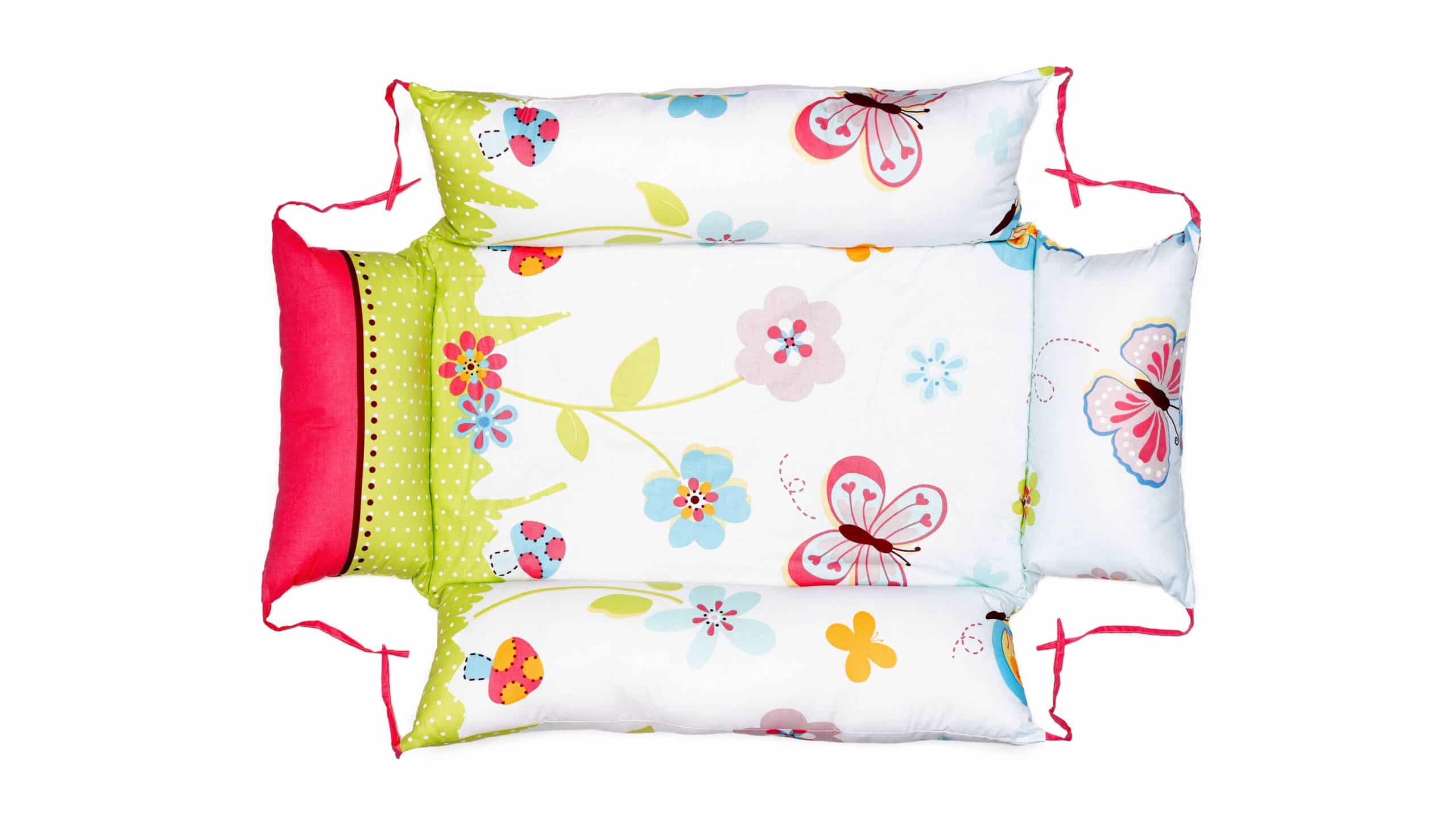 Set reductor bebe nest + paturica + pernuta pentru formarea capului bebelusului SomnArt, model fluturi, Bleu - imagine 2