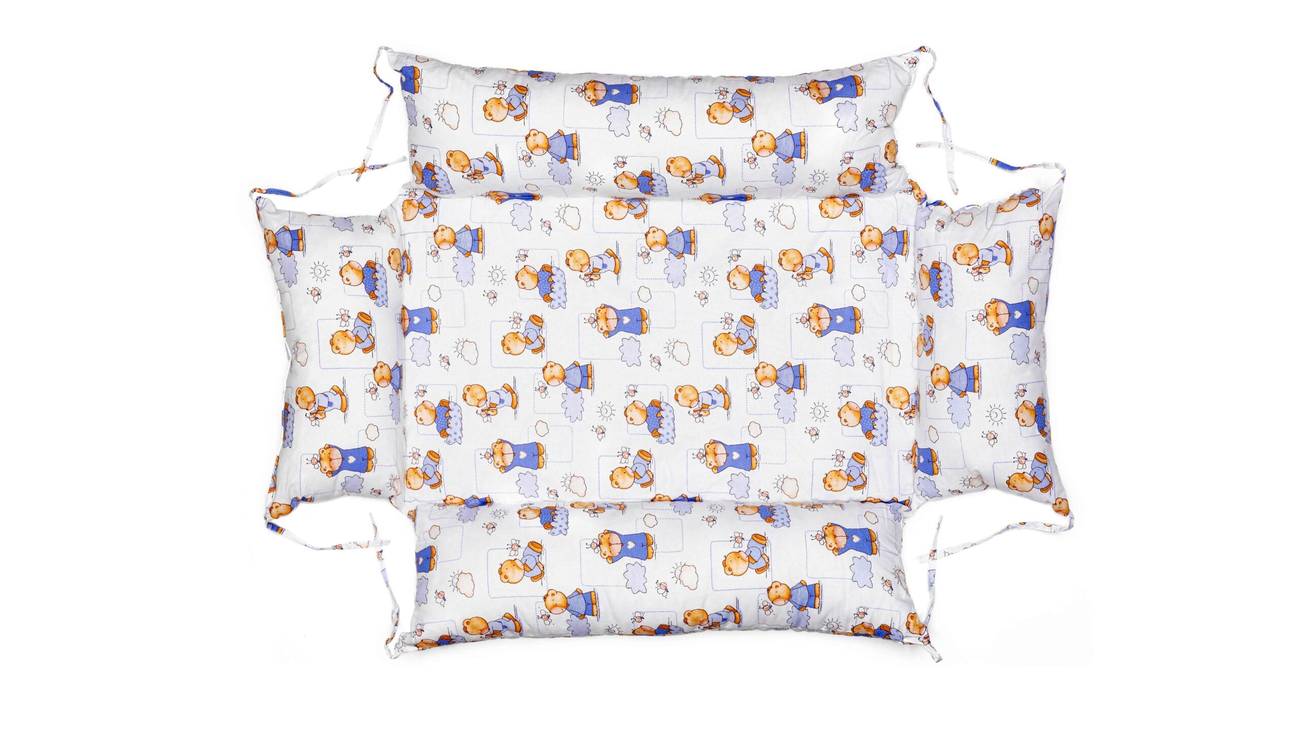 Set reductor bebe nest + paturica + pernuta pentru formarea capului bebelusului SomnArt, model fluturi, Bleu - imagine 4