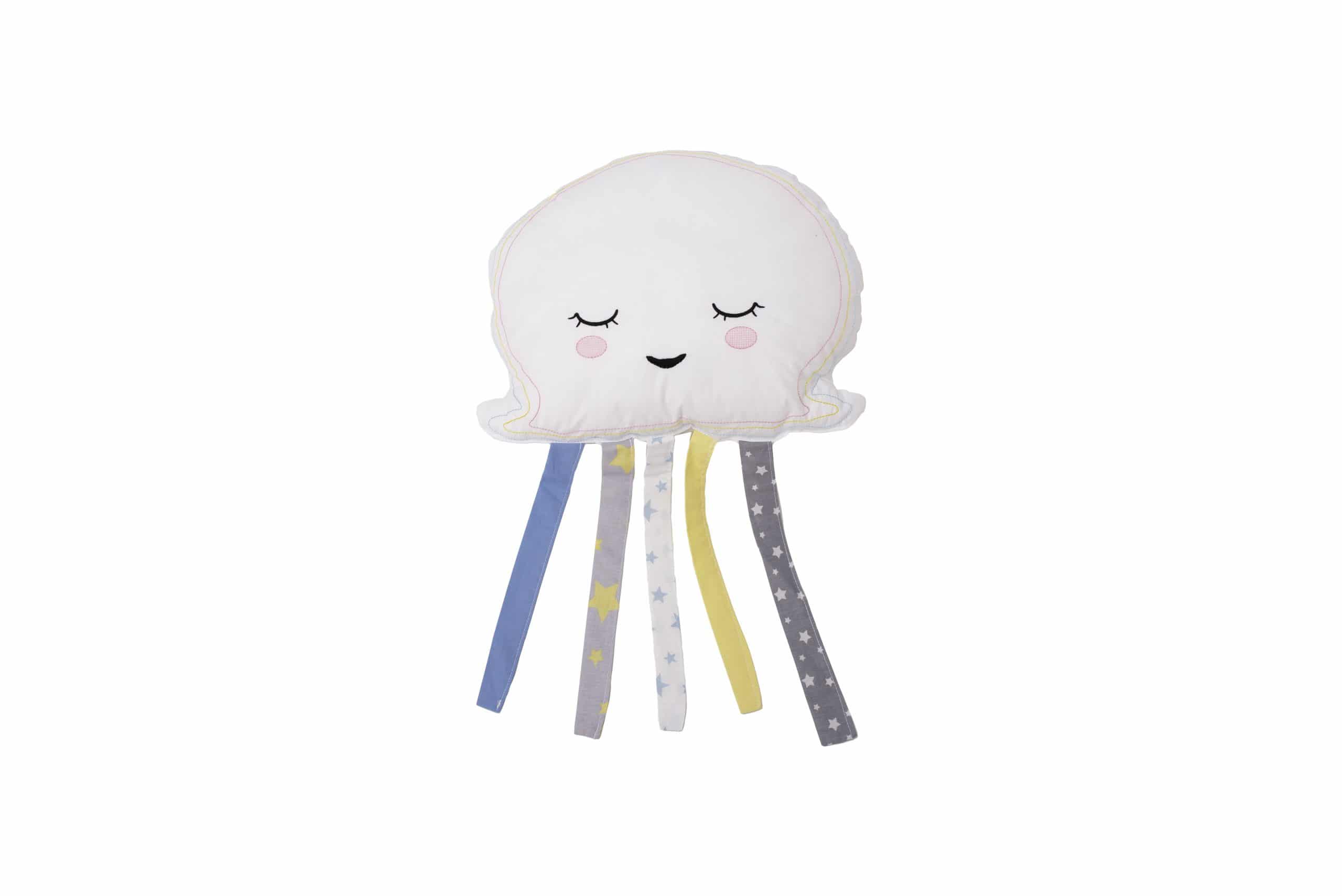 Set paturica 100x110 cm brodata + perna Meduza Albastru - imagine 3