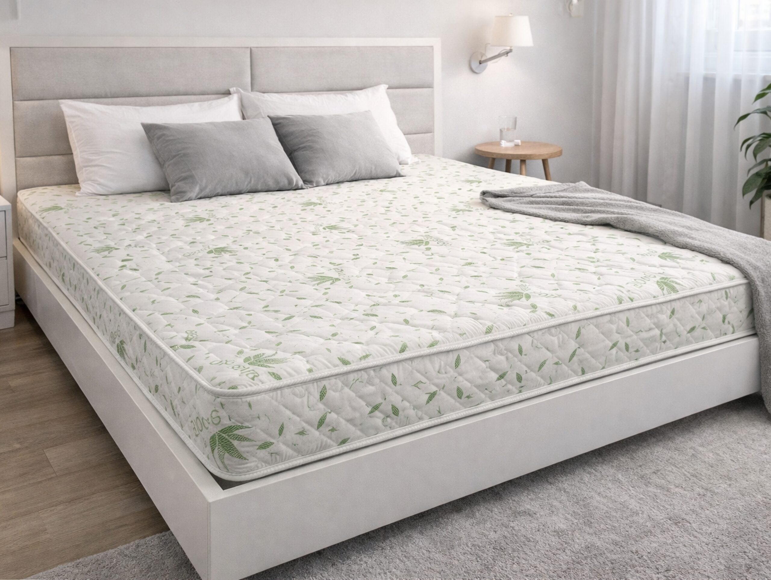 Saltea cu arcuri Somnia Aloe Vera 140×200, inaltime 20 cm, ortopedica, husa matlasata, doua fete, duritate medie