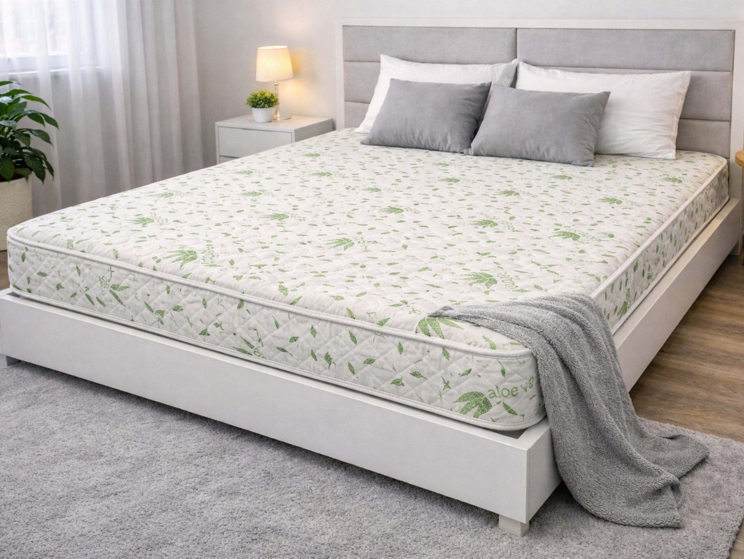 Saltea cu arcuri Somnia Aloe Vera 140×200, inaltime 20 cm, ortopedica, husa matlasata, doua fete, duritate medie - imagine 4