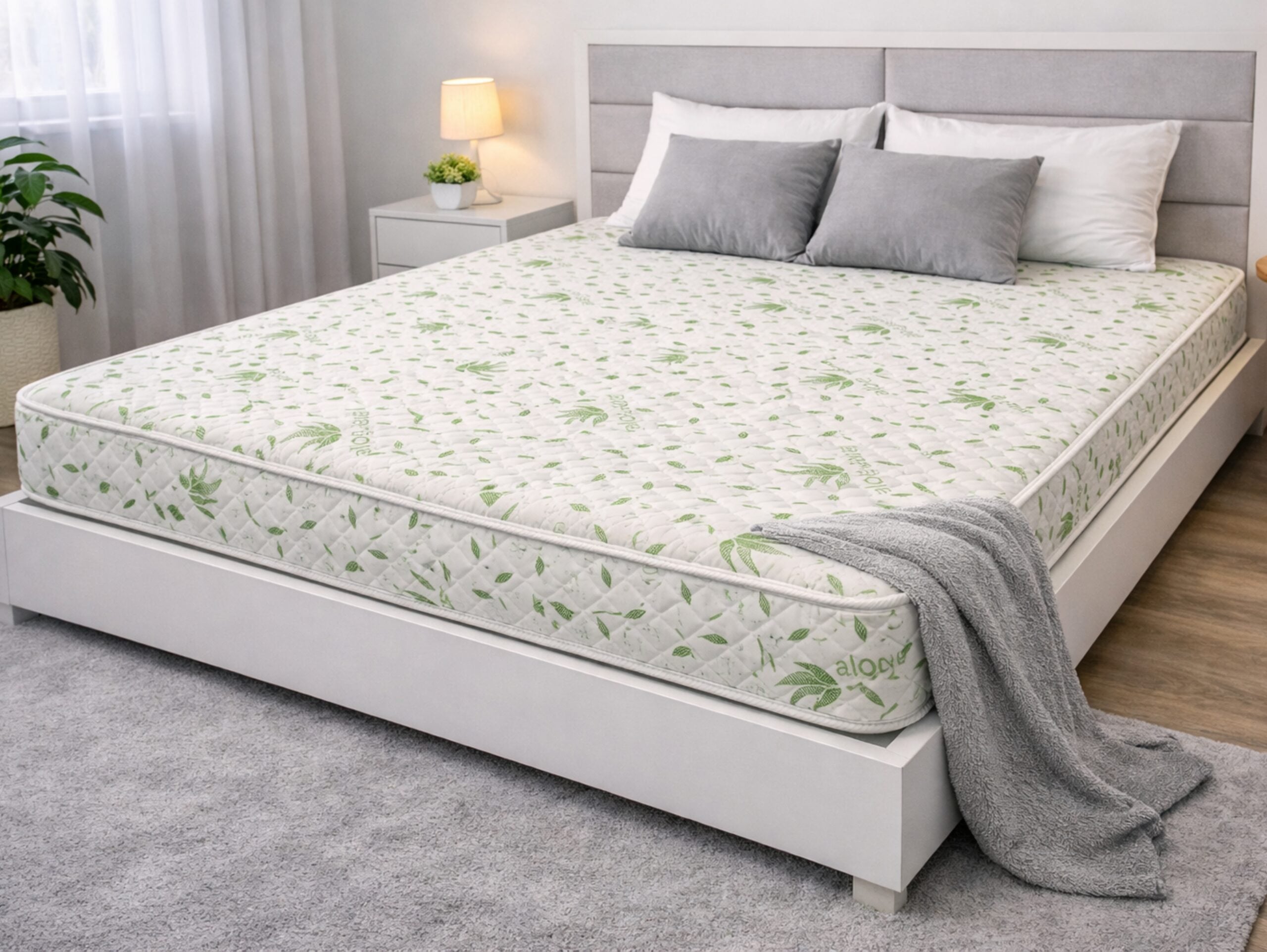 Saltea cu arcuri Somnia Aloe Vera 140×200, inaltime 20 cm, ortopedica, husa matlasata, doua fete, duritate medie - imagine 5