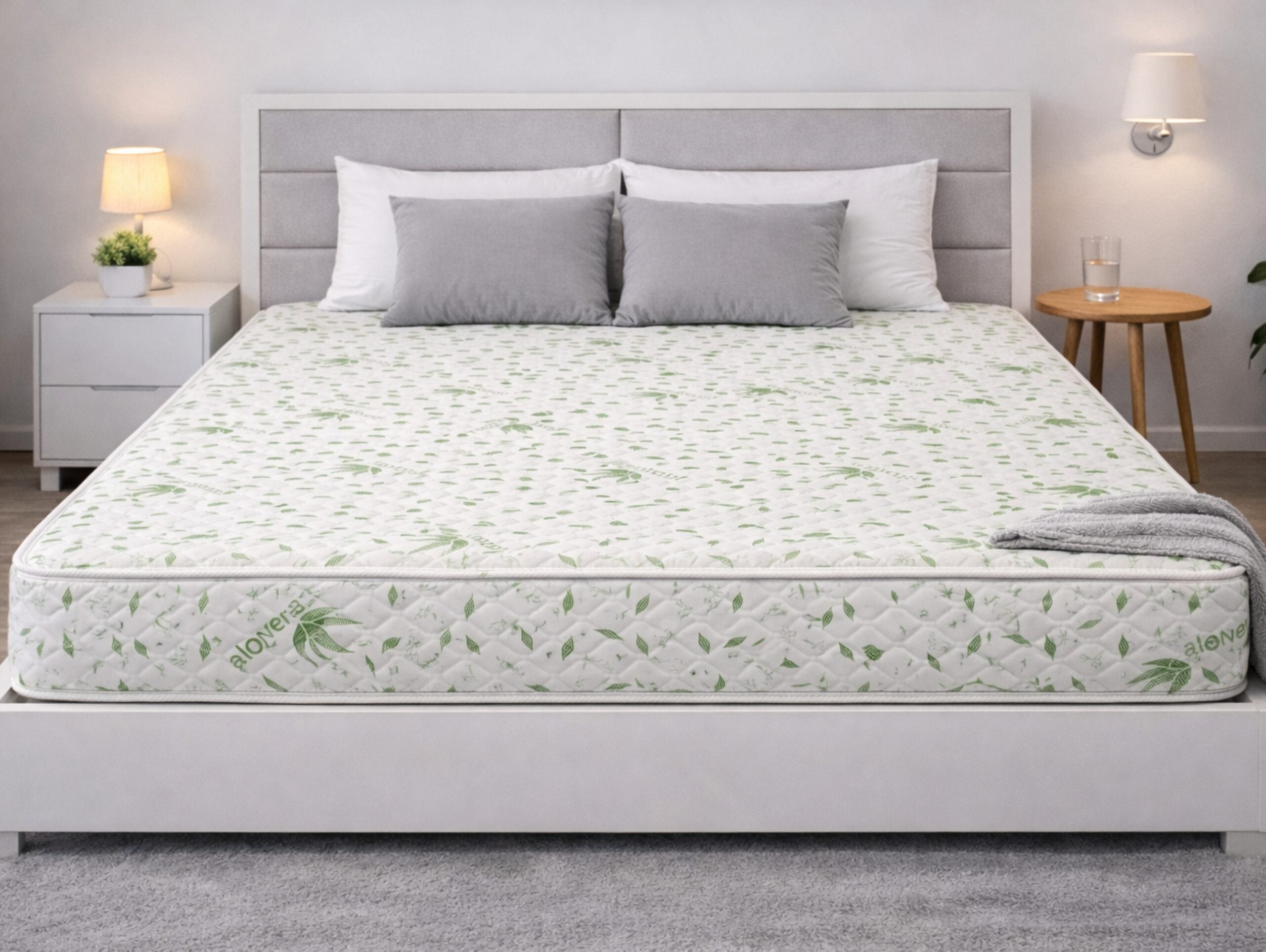 Saltea cu arcuri Somnia Aloe Vera 140×200, inaltime 20 cm, ortopedica, husa matlasata, doua fete, duritate medie - imagine 6